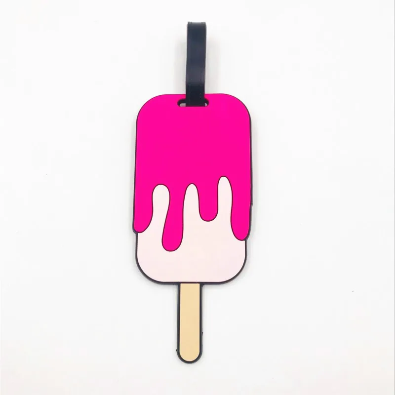 Ice cream-B 1 шт. багажная бирка силиконовая мультяшная Милая фруктовая еда пляжный стиль чемодан бирки имя адрес держатель багаж посадочная бирка этикетка - Цвет: Ice cream-B
