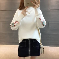 new fashion 2022 women autumn winter embroidery sweater pullovers warm knitted sweaters pullover lady