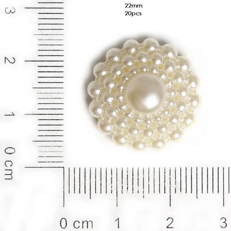 22mm 20pcs Мульти размер Ручная работа плоская спина, кабошон имитирующий пластик ABS жемчужный цветок, для DIY ювелирных бусин& ремесло украшения телефона - Цвет: 22mm 20pcs