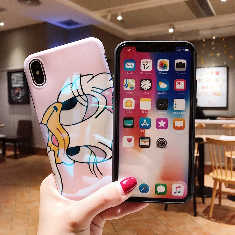 GYPHCA Fashion Cartoon Daisy Donald Duck Case For iPhone 8 7 6 Plus X XS XR XSMAX Cute Blu-Ray IMD Soft Phone Back Cover |