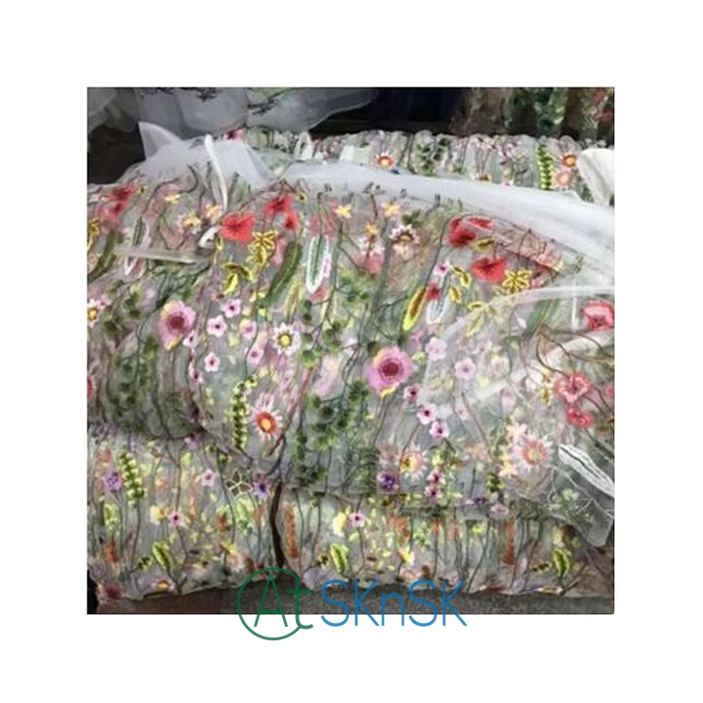 

5yards/lot Fashion white black wedding fabric patchwork width 120cm flower embroidery tulle lace fabrics for DIY sewing dress
