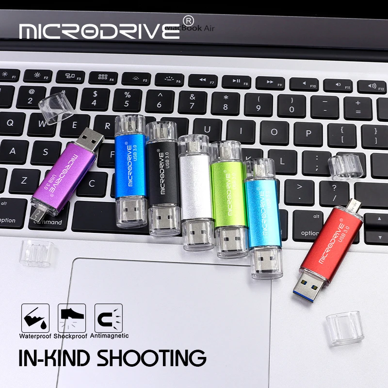 Быстрая скорость USB 3,0 OTG флеш-накопитель 64 Гб металлический USB флеш-накопитель 128 ГБ 32 ГБ 16 ГБ 8 ГБ двойное использование реальная емкость Флешка флеш-накопитель