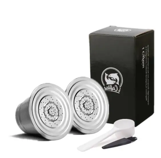 2capsule-round ICafilas Nespresso многоразовая капсула многоразовый фильтр для кофе капельница Сталь Nespresso Cafeteira Capsulas De Cafe Recargables - Цвет: 2capsule-round