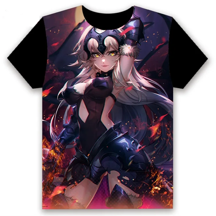 1 Футболка аниме-игра Fate Grand Order saber Jeanne d'Arc(Alter) косплей короткий рукав для женщин и мужчин черная футболка повседневные летние топы - Цвет: 1