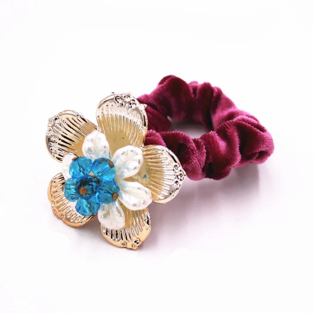 

2Pes/lot Free Shipping Fashion Crystal Flowers Hair Rope Hair Headband Headrope Hair Band Girls Hair Accessories