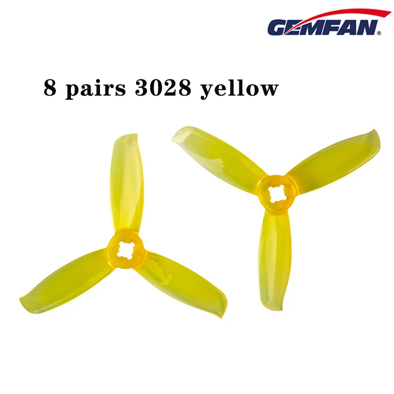 3028 yellow 8 пар Gemfan 1219/1220/1635/1635/1940/2040/2540/3028/5043 пропеллер ПК вращение по часовой стрелке и против реквизит для квадролет с дистанционным управлением с видом от первого лица гоночный Бесколлекторный двигатель - Цвет: 3028 yellow