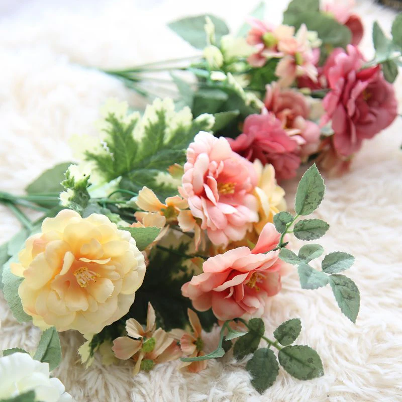 

5 colors Silk Camellia Artificial Flower Oil Painting Bridal Bouquet Wedding Decoration DIY Home Party Fake Flowers
