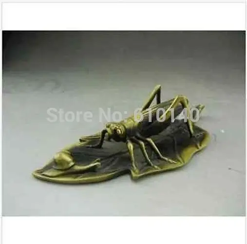 Абсолютно редко! Китайская архаичная Бронзовая статуя лист/Кузнечик/статуя