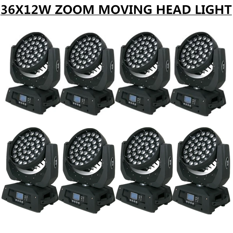 8 шт. в партии 36X12W зум перемещающаяся головка светильник/rgbw 4in1 размытого