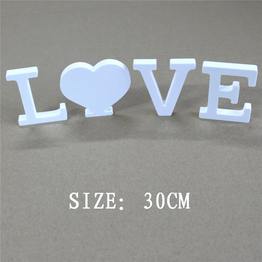 

Bar shop cafe Home Decor Birthday Wedding Decoration 30cm height Wood Wooden White Letters Alphabet word Drop Shipping