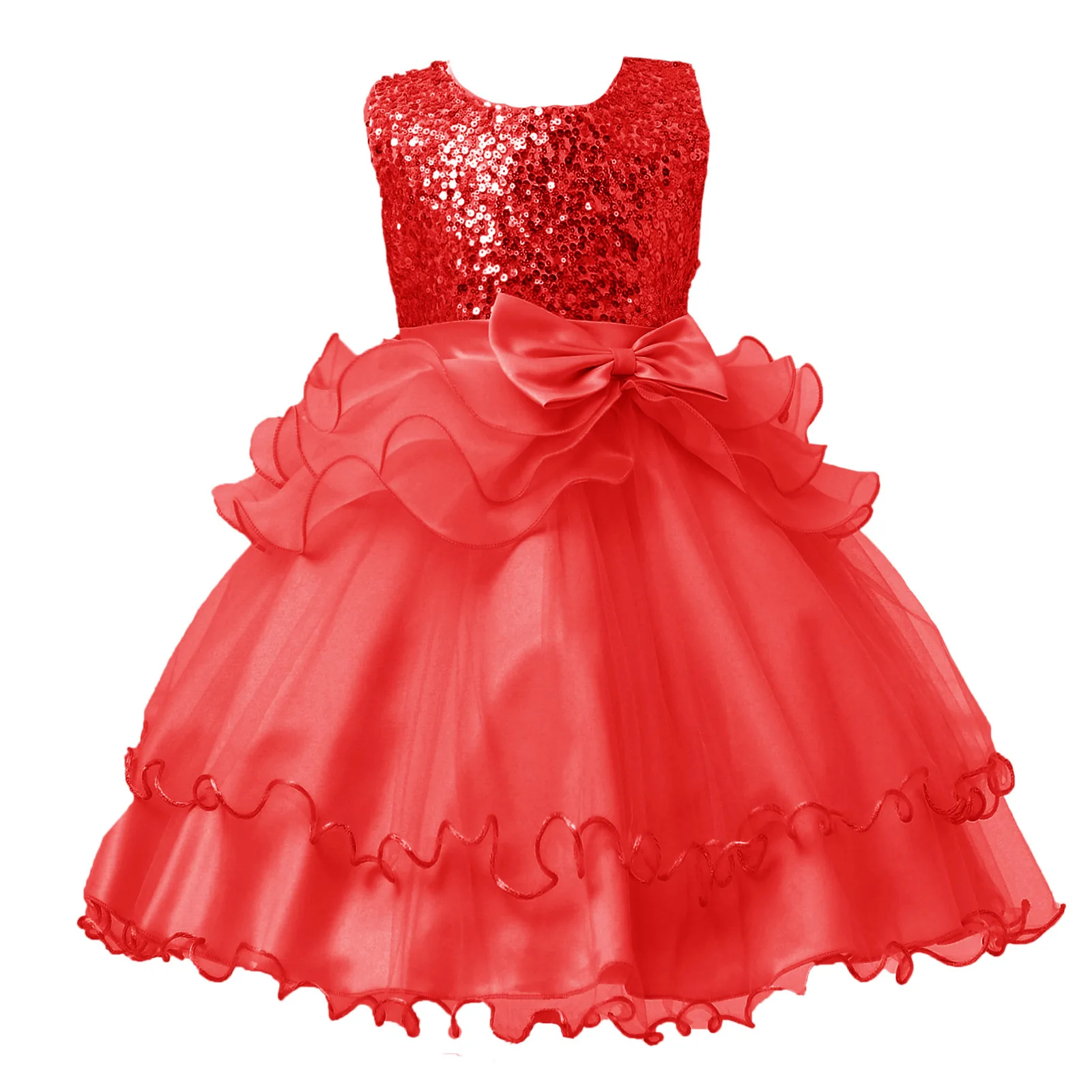

New 2017 Fashion Girls Sequined Dress Flower Princess Party Wedding Dress Girl Dresses
