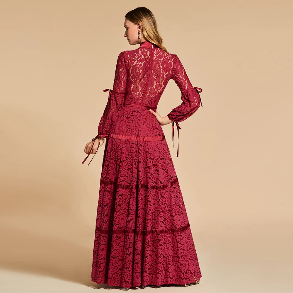 Dressv красное вечернее платье с высокой горловиной А силуэта элегантное длиной 3/4