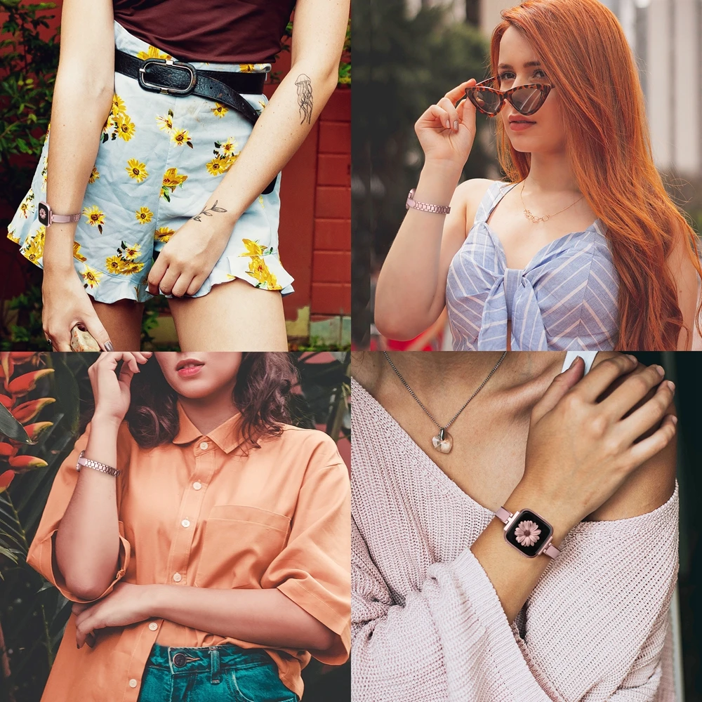 Металлический браслет из нержавеющей стали для Fitbit Versa ремешок женщин сменные