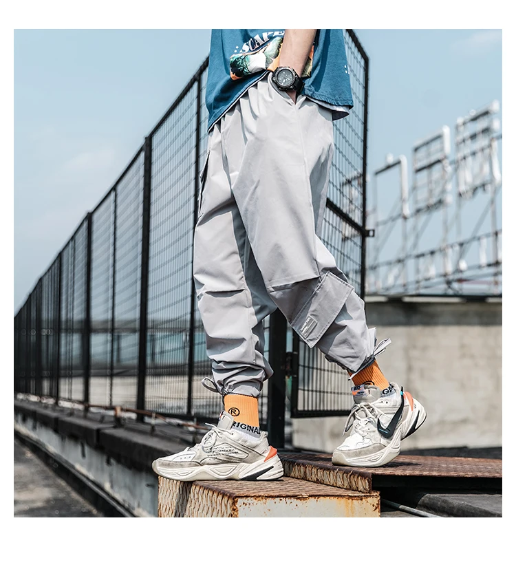 LAPPSTER Men Streetwear Carog Pants Summer Joggers Pants Men Black Hip Hop Harem Pants Korean Style Trousers Polyester