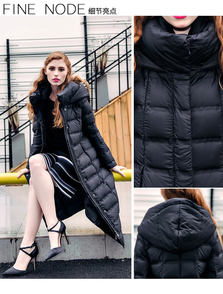 Женские новые зимние длинные теплые пальто 90% белое пуховое Eiderdown Верхняя одежда