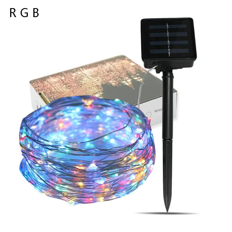 Садовая Солнечная Светодиодная лента 12 в 10 м ip65 водонепроницаемая теплая RGB