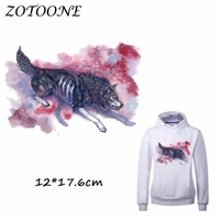 zotoone cool watercolor wolf patch for clothing iron on garment heat transfer badges diy accessory t shirt deco applique patches