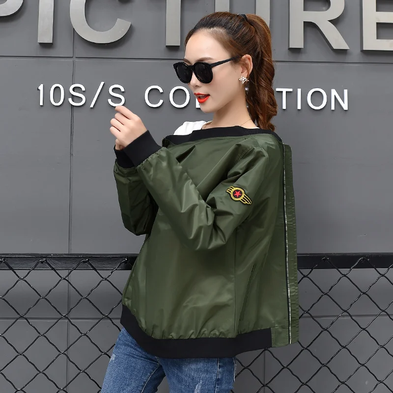 Модные женские короткие Бейсбол Куртка с воротником 2017 осень-зима полета куртка