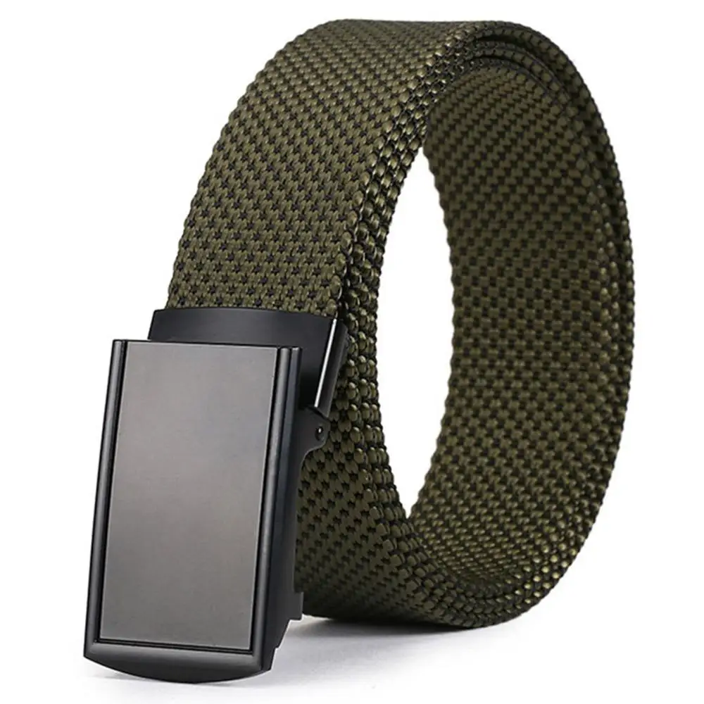 Army Green FAJARINA унисекс качество холст автоматические стили обвязки женские Лоскутные Универсальные мужские ремни для мужчин 38 мм ширина CBFJ0034 - Цвет: Army Green