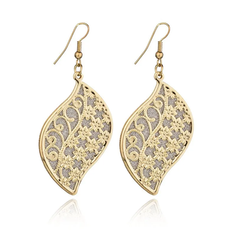 Женские ажурные серьги в стиле барокко Винтажные с матовым листом из