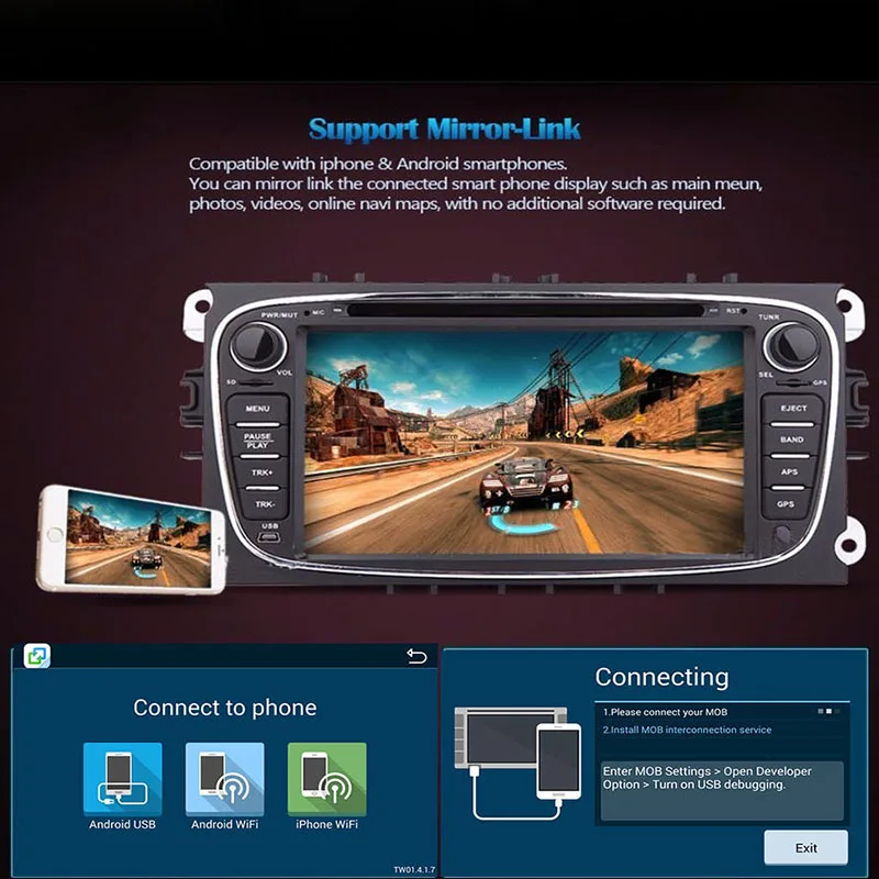 Четырехъядерный процессор Cortex A9 1 6 GHz Android 9 0 PC Автомобильный dvd плеер для Ford Focus Smax