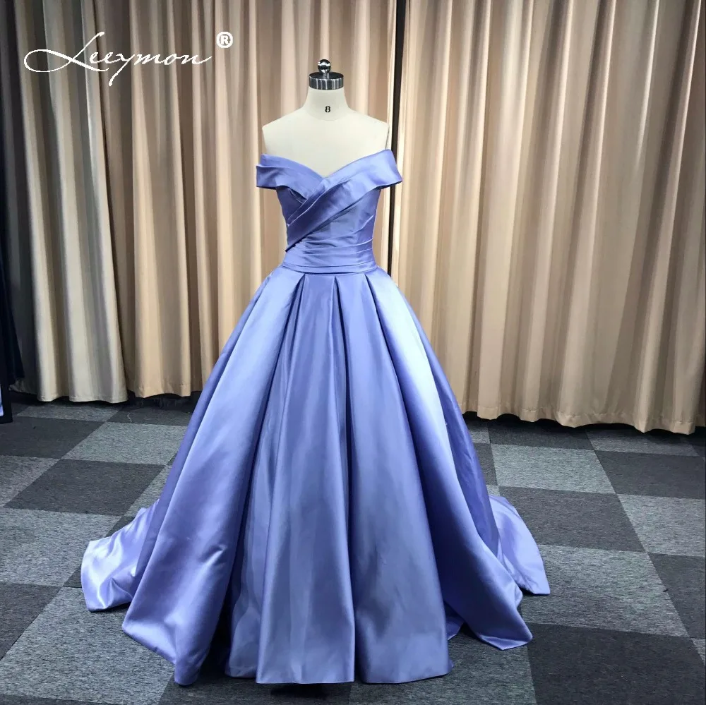

Leeymon Custom Made Sexy A-Line Satin Off the Shoulder Evening Party Dress Vintage Vestido De Festa Cheap Long Prom Dress