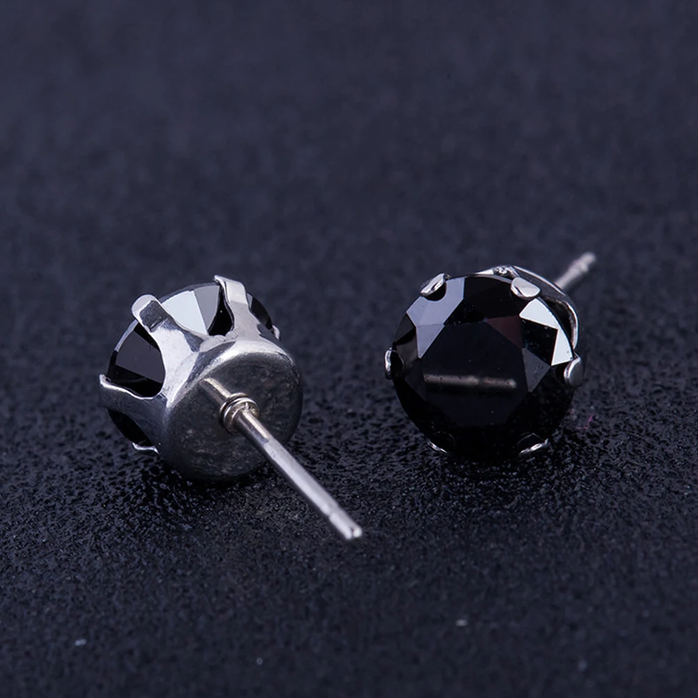 1 Pair Fashion Titanium Steel Earrings Geometric Zircon Ear Studs Jewelry Accessories For Women Black | Украшения и аксессуары