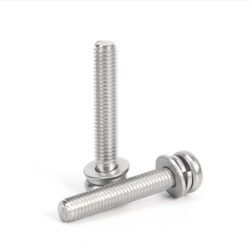Стандартный Комбинированный винт 304 из нержавеющей стали с круглой головкой три