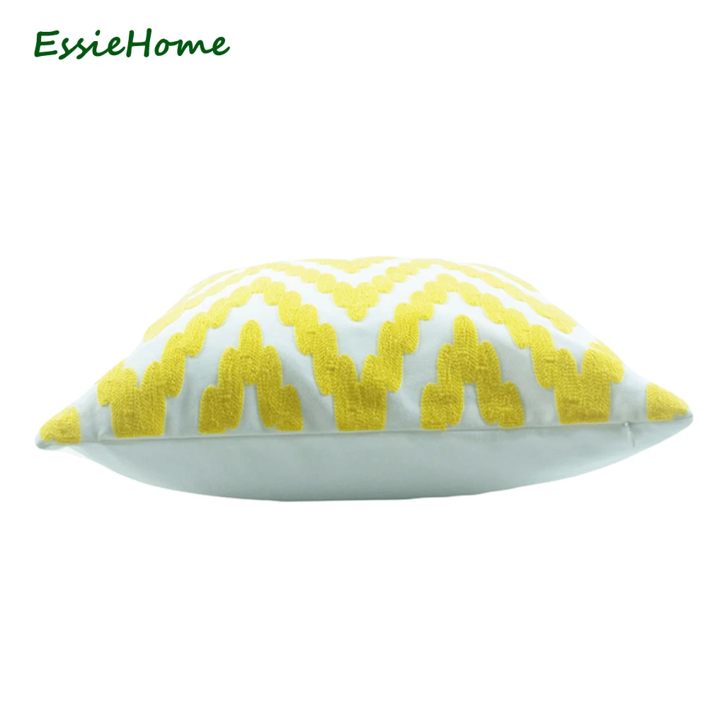 Чехол для подушки ESSIE HOME 18x18 дюймов ярко-желтый наволочка с вязаной вышивкой и