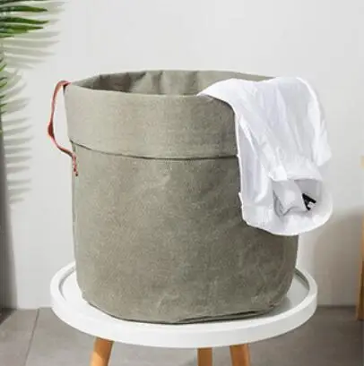 Light Brown New Solid color series Folding Waterproof Laundry Hamper Clothes Storage Basket Home decoration barrel kids toy organizer bucket - Цвет: Light Brown