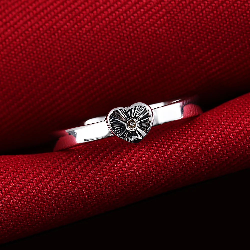 Регулируемые кольца с серебряным покрытием в виде сердца Forever Love 1 шт. открытые