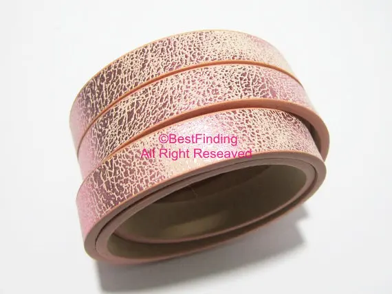 

10mm Metallic pink leather cord 10x2mm Flat leather cord S1050
