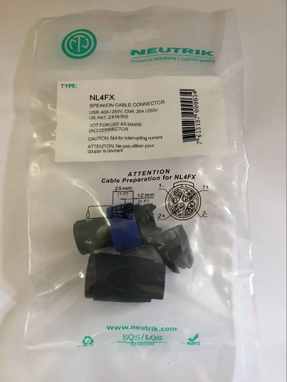 2 шт./лот NEUTRIK тип NL4FX Speakon 4 полюс штекер коннекторы для аудио колонок