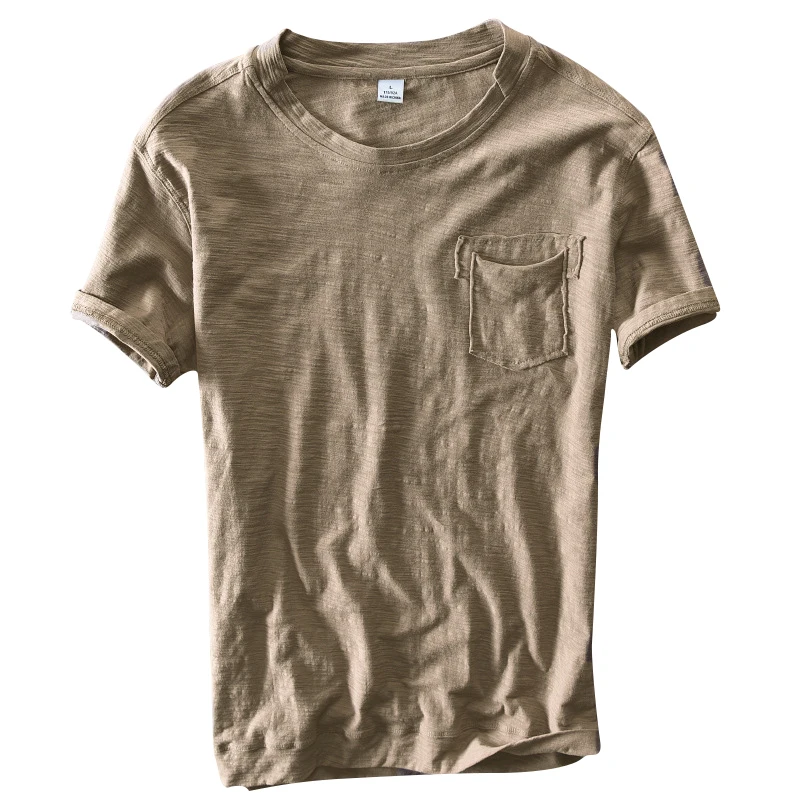 Helisopus Льняная мужская футболка с короткими рукавами облегающие Стрейчевые