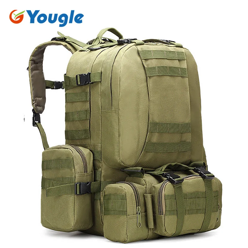 YOUGLE 50L портативный тактический военный рюкзак, рюкзак для кемпинга, походная сумка - Цвет: Army green