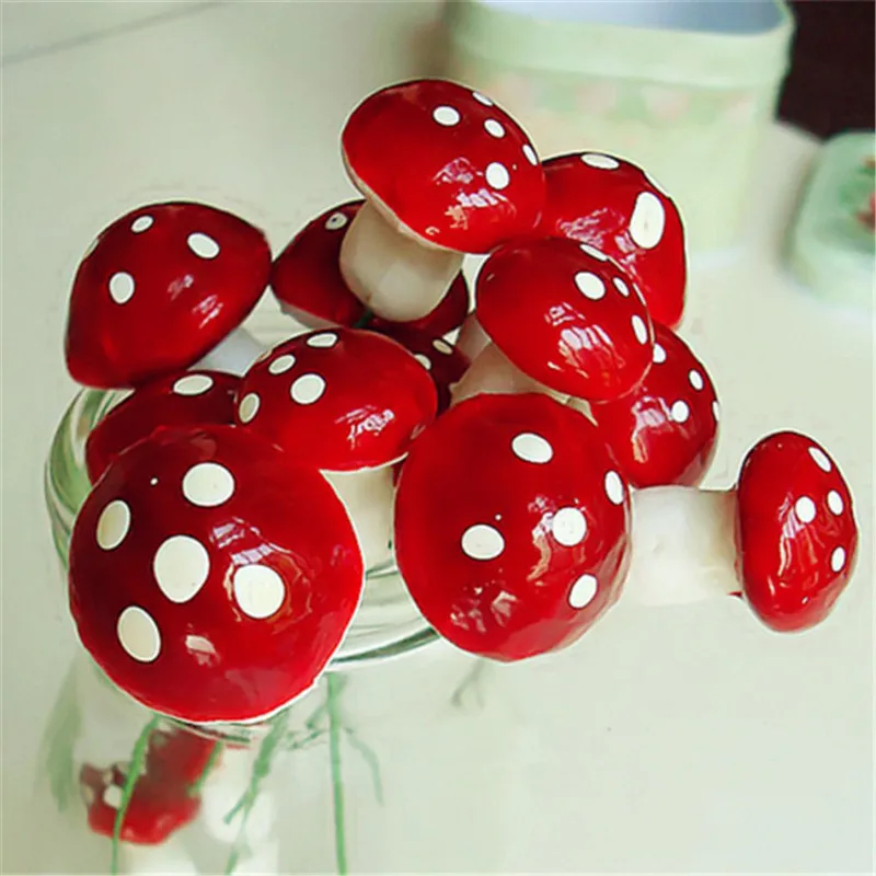 10 штук пакет милый мини красный гриб садовое украшение миниатюрное растение