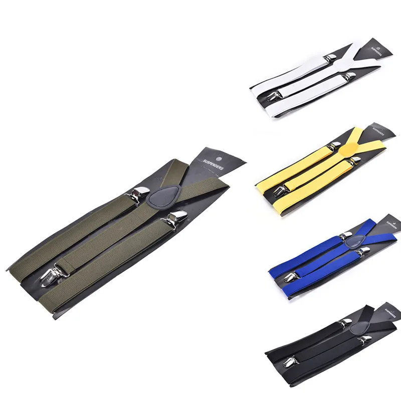 Подтяжки для мужчин и женщин Эластичные подтяжки с зажимом джинсов брюк черные