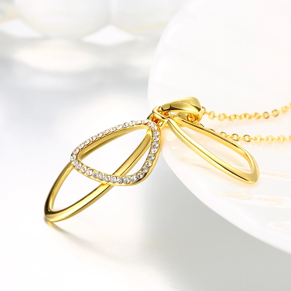 Мода мода люкс цепочка Gold Wing Подвески Для женщин свадьбу классического любовь