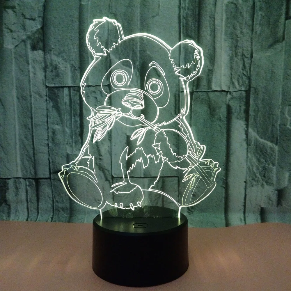 Panda 3d Lamp 7 Color Led Night Lamps For Kid Touch Usb Table Lampara Lampe Baby Sleeping Nightlight Drop Ship Light | Лампы и