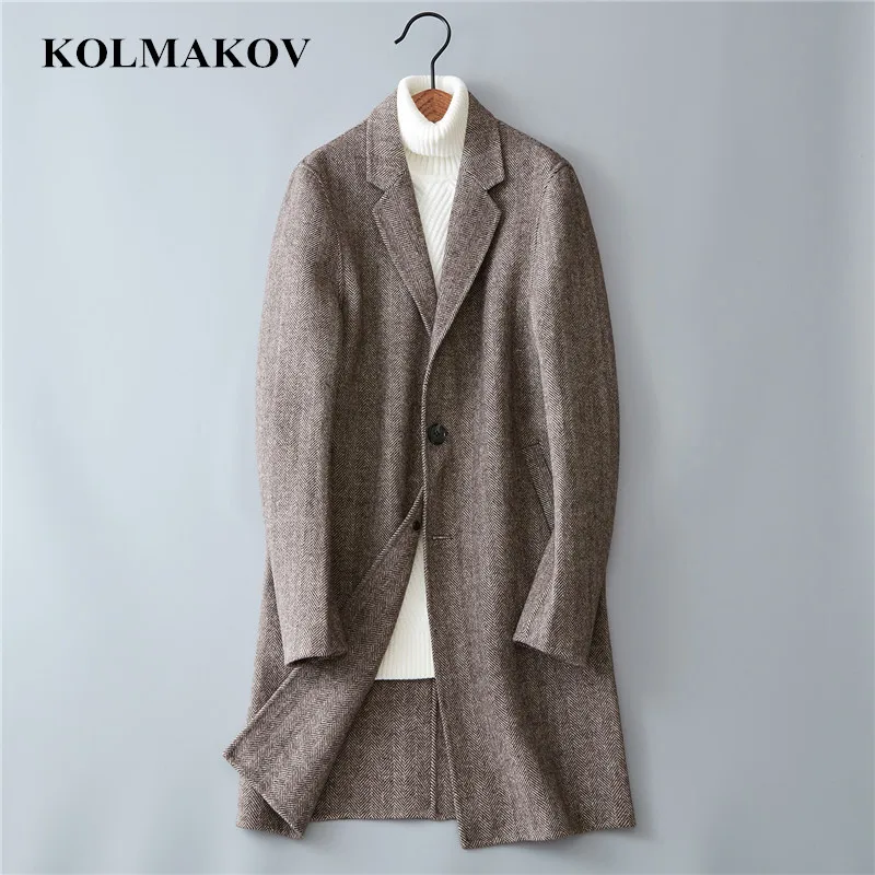 Мужское шерстяное пальто KOLMAKOV двустороннее зимнее с защитой от морщин 3XL