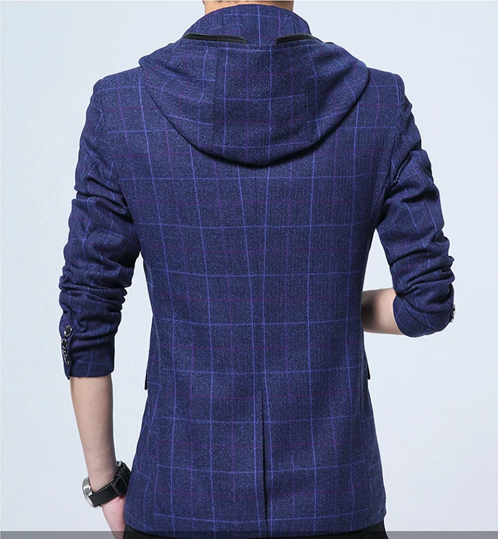 LONMMY клетчатый Блейзер мужчин Slim fit толстовки костюм мужчины Повседневное мужские