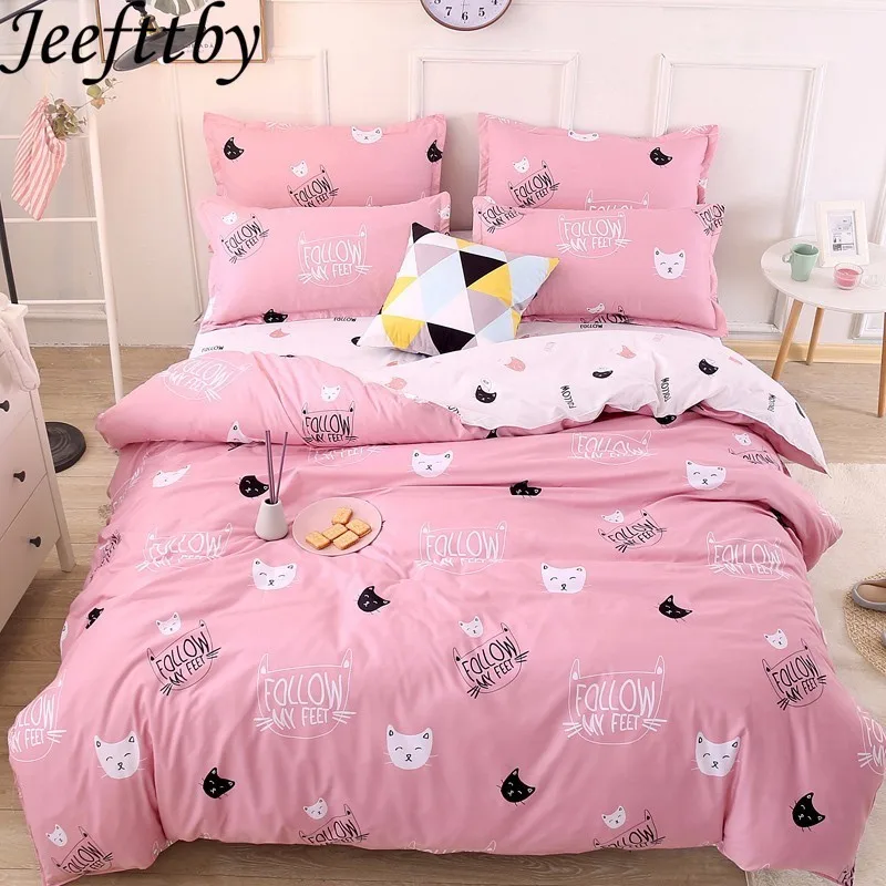 

2018 New Home Textile Bedding Sets Cartoon Animal Cat Duvet Cover Bed Set Pillowcase King Size Queen Double Full 4pcs Twin 3pcs