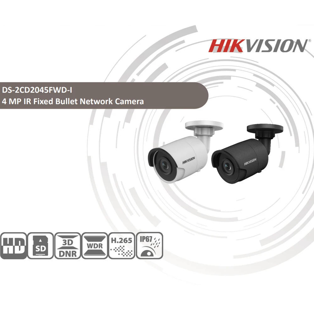 Hikvision DS 2CD2045FWD I POE камера видеонаблюдения 4MP ИК Сетевая купольная 30 м IR IP67 H.265 + слот