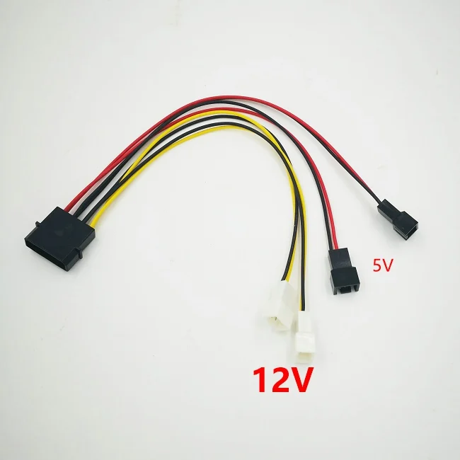 10 шт./лот UL 22AWG 4 контактный IDE Molex к вентилятору 3 источник питания 2*12 В 5 в кабель
