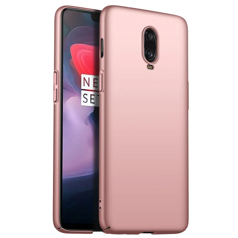 rose gold Чехол для Oneplus 6 T, чехол Mofi One Plus 6 T, чехол жесткая задняя крышка из ПК, однотонный, тонкий, красный, черный, 1+ 6 T, Oneplus6T, чехол, капа, Coque Funda - Цвет: rose gold