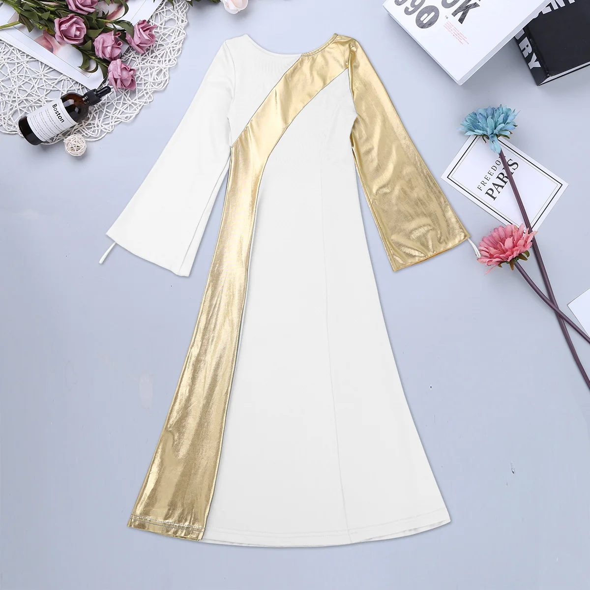 TiaoBug/детское Ассиметричное платье с рукавами колокольчиками для танцев в