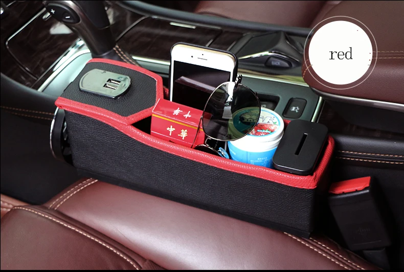 Автокресло щелевая коробка для хранения USB Автомобильное зарядное устройство Организатор Gap разрез наполнитель держатель для бумажник монеты сигареты разрез карман аксессуары - Название цвета: red Driving