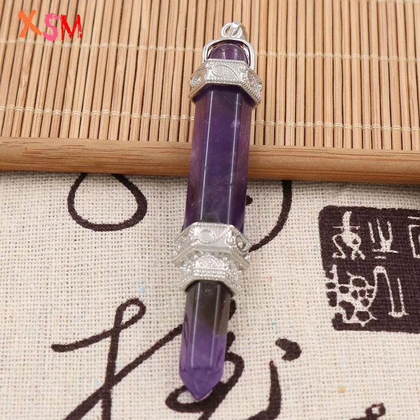 

xinshangmie Natural Amethysts Stone Reiki Pencil with Ball Pendant Wand Chakra Spiritual Balancing Stones Sacred Jewelry Gift
