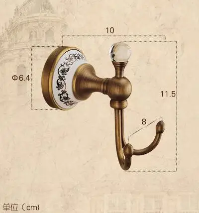 Hot selling Bathroom crystal Antique cloth hooks Bronze ceramic Robe Hook Clothes Coat Products | Обустройство дома