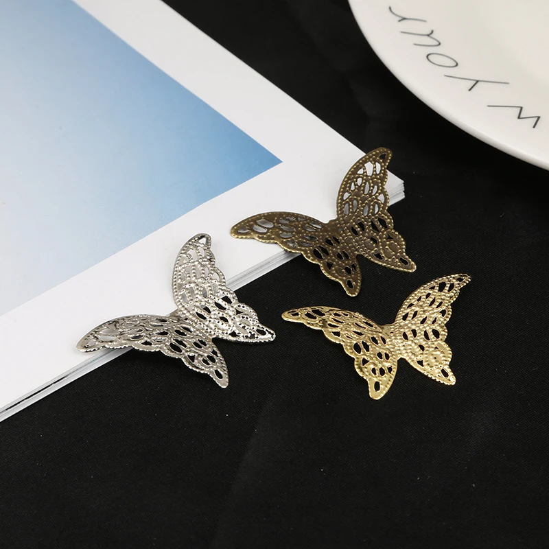 10 шт Позолоченные/Бронзовые/Родиевые ажурные бабочки обертывания соединители